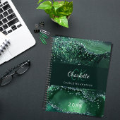 Groene agaat glitter marmer monogram 2024 planner