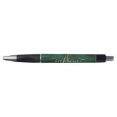 Groene agaat goud script monogram pen (Voorkant)