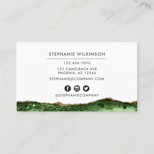 Groene Agaat & Gouden Grens Waterverf Visitekaartje (Achterkant)