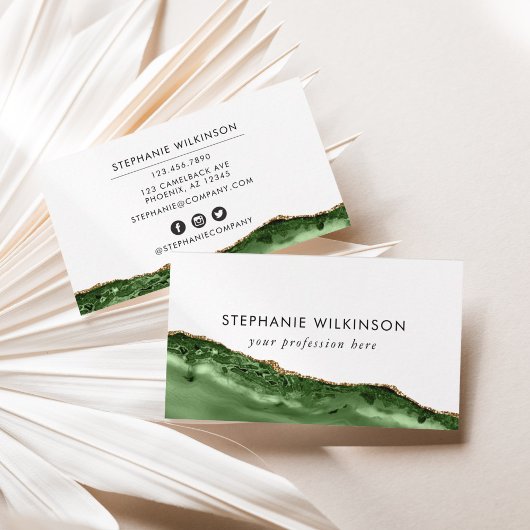Groene Agaat & Gouden Grens Waterverf Visitekaartje