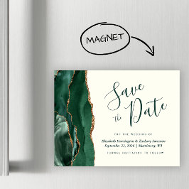 Groene agaat ivoor magnetische trouwkaart 'Save th