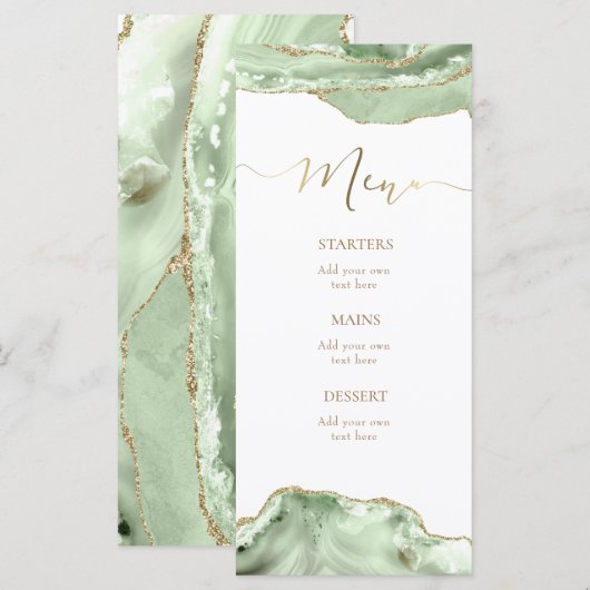 groene agaat Menu (Voorkant / Achterkant)