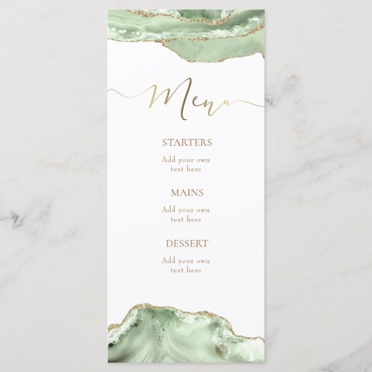 groene agaat Menu (Voorkant)