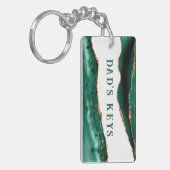 Groene agaat met gouden glinster randen papa's sle sleutelhanger (Voorkant Links)