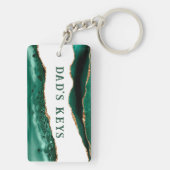 Groene agaat met gouden glinster randen papa's sle sleutelhanger (achterkant)