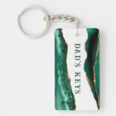 Groene agaat met gouden glinster randen papa's sle sleutelhanger (Voorkant)