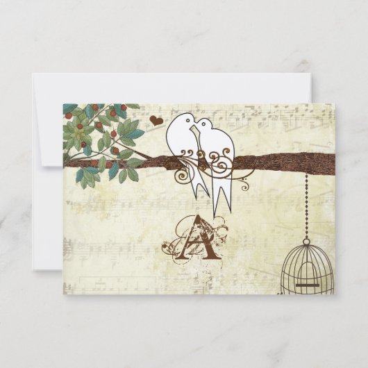 Groene Agapornis Vogels in een Boom Trouw RSVP Kaart (Achterkant)