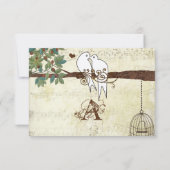 Groene Agapornis Vogels in een Boom Trouwfeest RSV Kaart (Achterkant)