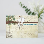 Groene Agapornis Vogels in een Boom Trouwfeest RSV Kaart (Staand voorkant)