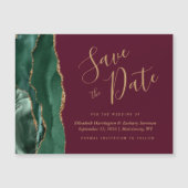 Groene Agate Burgundy Magnetische Save the Date (Voorkant)