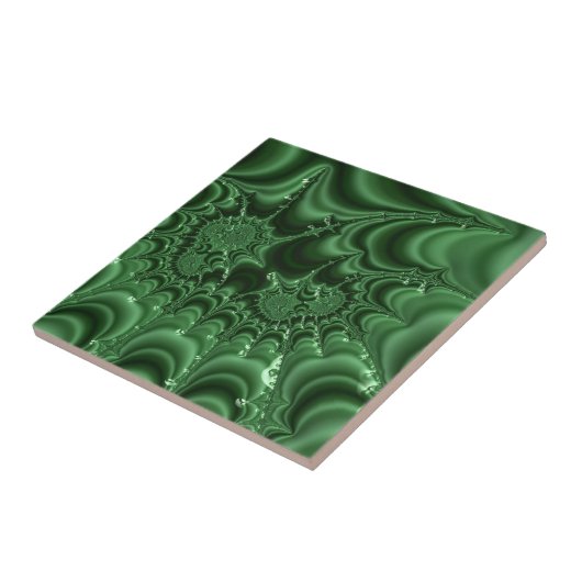 Groene Agate Gemstone Kijk fractal Abstracte Kunst Tegeltje (Zijkant)