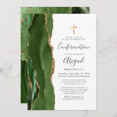 Groene Agate Gouden Glitter Bevestiging Kaart (Voorkant / Achterkant)