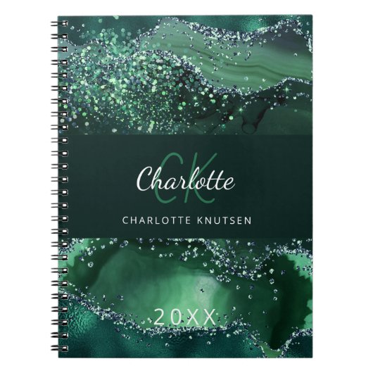 Groene agate marmer notitieboek (Voorkant)