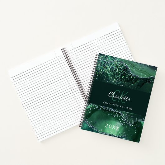 Groene agate marmer notitieboek (Binnen)