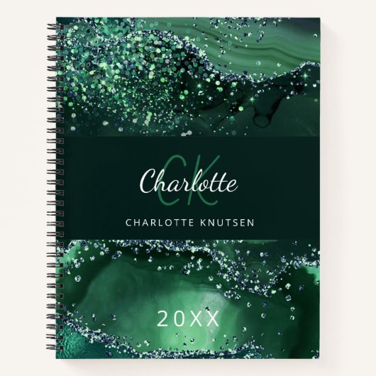 Groene agate marmer notitieboek (Voorkant)