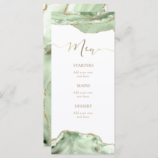 groene agate Menu (Voorkant / Achterkant)