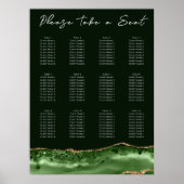 Groene agate Wedding Seating Chart Poster (Voorkant)