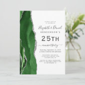 Groene Agate Zilver 25-jarig jubileum Kaart (Staand voorkant)
