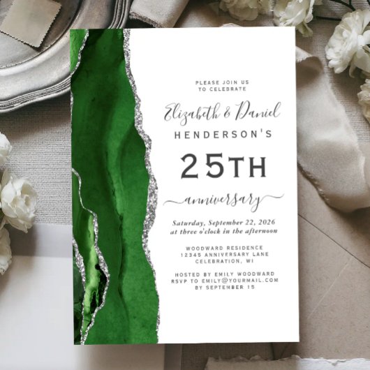 Groene Agate Zilver 25-jarig jubileum Kaart