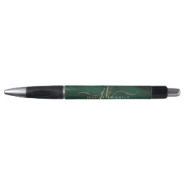 Groene Agaten Gouden Schrift Monogram Pen
