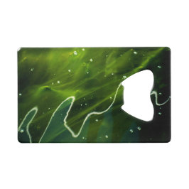 Groene algen en waterbocna creditkaart flessenopener
