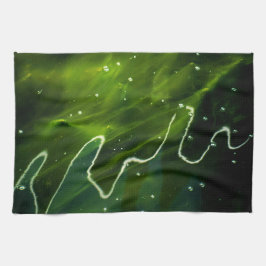 Groene algen en waterkitcna theedoek