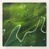 Groene algen en waterkusten glazen onderzetter (Voorkant)