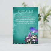 -groene Alice in Wonderland Wedding Details Informatiekaartje (Staand voorkant)
