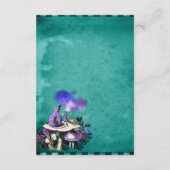 -groene Alice in Wonderland Wedding Details Informatiekaartje (Achterkant)