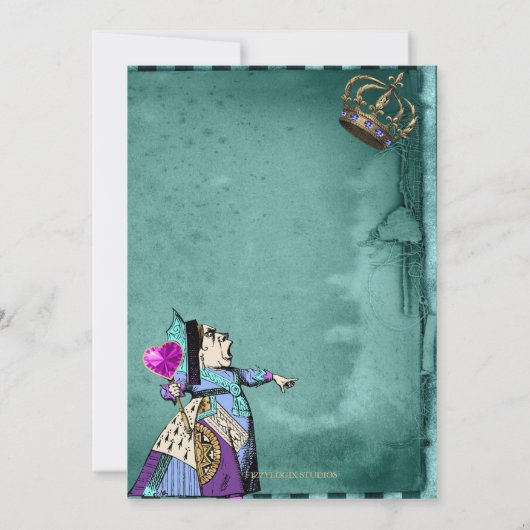 groene Alice in Wonderland Wedding Kaart (Achterkant)