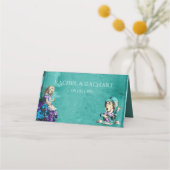 groene Alice in Wonderland Wedding Plaatskaartje (Achterkant)