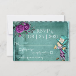 groene Alice in Wonderland Wedding RSVP