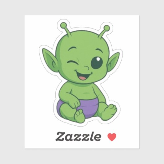 Groene Alien Baby Sticker (Vel)