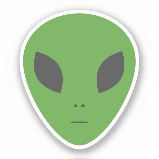 Groene Alien Custom-Cut Sticker (Voorkant)