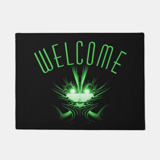 Groene Alien Dragon met gloeiende ogen Deurmat (Voorkant)