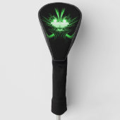 Groene Alien Dragon met gloeiende ogen Golfheadcover (Voorkant)