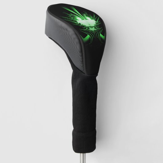 Groene Alien Dragon met gloeiende ogen Golfheadcover (Schuin)