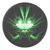 Groene Alien Dragon met gloeiende ogen Hockey Puck (Voorkant)