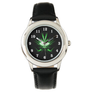 Groene Alien Dragon met gloeiende ogen Horloge