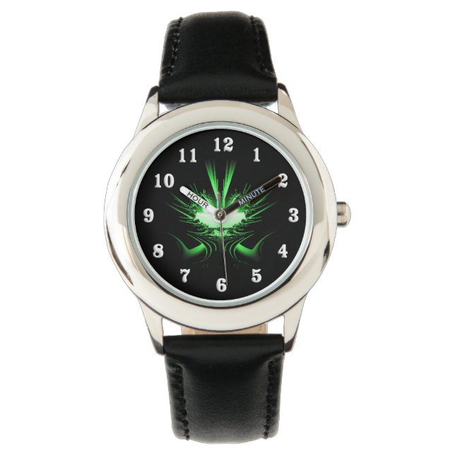 Groene Alien Dragon met gloeiende ogen Horloge (Voorkant)