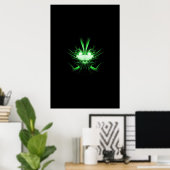 Groene Alien Dragon met gloeiende ogen Poster (Thuiskantoor)