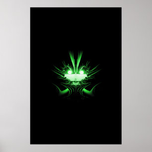 Groene Alien Dragon met gloeiende ogen Poster