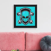 Groene Alien Gym Gespannen Canvasprint Canvas Afdruk (Insitu (Woonkamer))