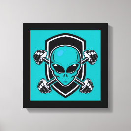 Groene Alien Gym Gespannen Canvasprint Canvas Afdruk