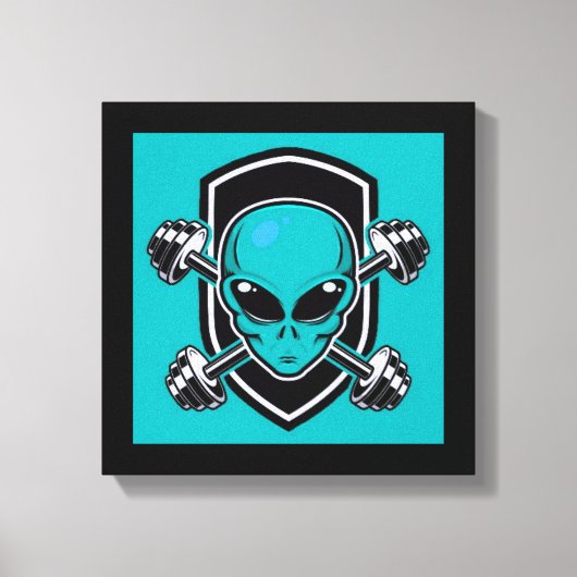 Groene Alien Gym Gespannen Canvasprint Canvas Afdruk (Voorkant)