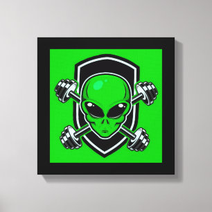 Groene Alien Gym opgespannen canvasprint Canvas Afdruk