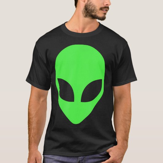 Groene Alien Head, 90 stijlvolle, grappige Alien T-shirt (Voorkant)