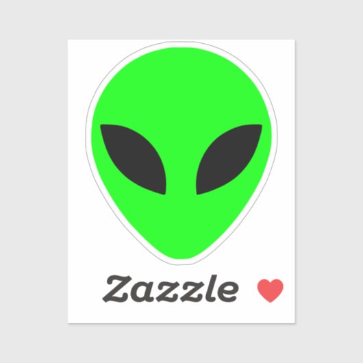 Groene Alien Head Custom-Cut Vinyl Sticker (Vel)