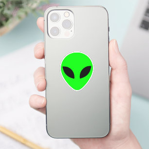 Groene Alien Head Custom-Cut Vinyl Sticker