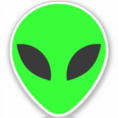 Groene Alien Head Custom-Cut Vinyl Sticker (Voorkant)